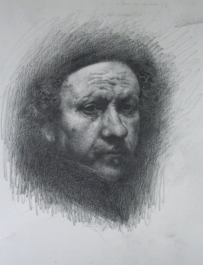 Etude, portrait de Rembrandt (Graphite sur papier, 27 x 22 )